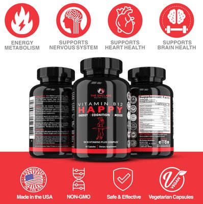 THE ENCLARE NUTRITION Vitamin B12 - Vitamin B Complex with Vitamin C, Biotin, Inositol, Folic Acid, B Vitamins, B1, B2, B3, B4, B5, B6, B7, B8, B9. Brain, Heart, Immune Support, Energy Supplements (1)