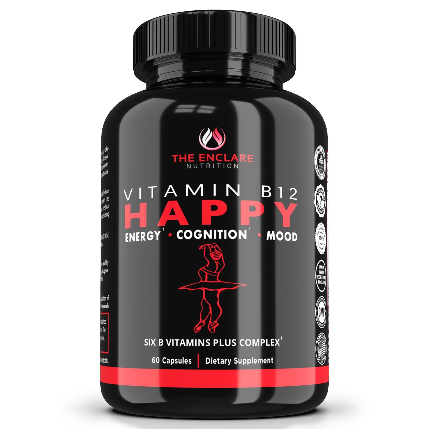 THE ENCLARE NUTRITION Vitamin B12 - Vitamin B Complex with Vitamin C, Biotin, Inositol, Folic Acid, B Vitamins, B1, B2, B3, B4, B5, B6, B7, B8, B9. Brain, Heart, Immune Support, Energy Supplements (1)