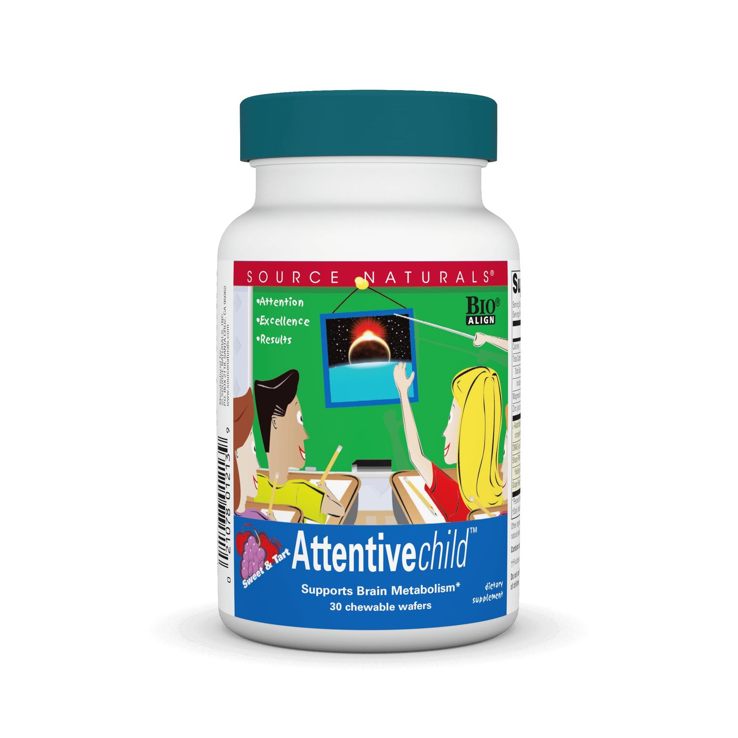 Source Naturals Attentive Child Chewable Wafers for Brain Metabolism Support - 30 Fruit Wafers