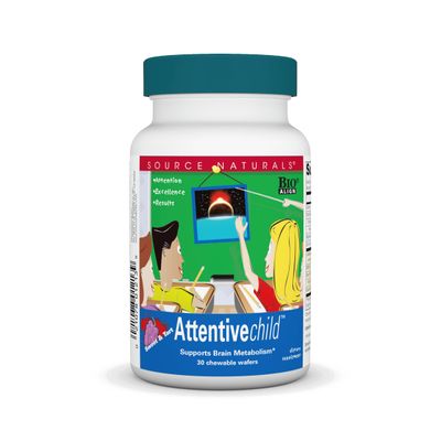 Source Naturals Attentive Child Chewable Wafers for Brain Metabolism Support - 30 Fruit Wafers