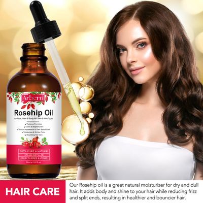 A r b c r n Rosehip Oil for Face,100 Pure Organic Rosehip Seed Oil Cold Pressed Moisturizer for Hair, Skin Nails 2 fl.oz