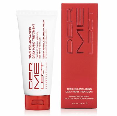 Dermelect Timeless Anti-Aging Daily Hand Treatment for Hands - Anti Aging Cream with Peptides Hyaluronic Acid Hydrating Brightening Treatment for Dry Hands, Dark Spots, Over Washed Hands 4.0 oz