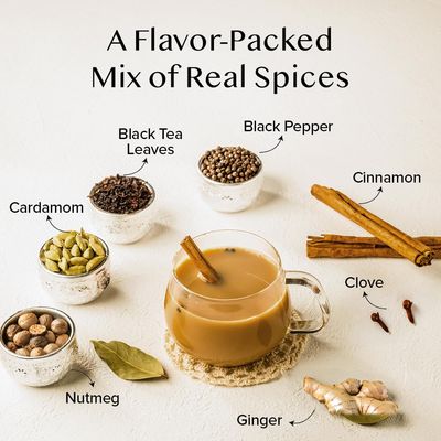 VAHDAM Instant Chai Tea (3oz85g) - Traditional Masala Chai Makes 100 Cups Natural Spices, Zero Calories Instant Indian Tea - No Steeping Unsweetened Tea Powder Free Bamboo Spoon Inside
