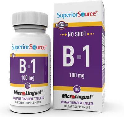 Superior Source B-1 100 mg - Vitamin B Supplement Supports Healthy Energy Growth - Nervous Digestive System Support Formula with Thiamin - 100 Sublingual Dissolving Tablets