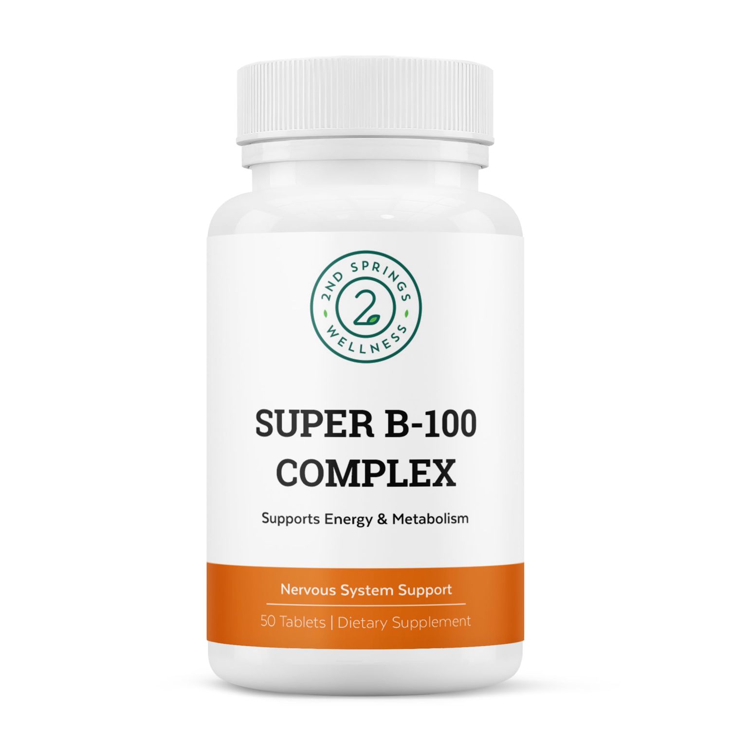 2nd Springs Super B-100 Complex - High Potency B Vitamin Complex with B-6, B-12, Folate, Niacin, Biotin, Choline, Inositol and PABA for Energy, Metabolism, Brain and Nerve Support