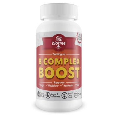 Vitamin B12 Sublingual B Complex Energy Pill B12 Methylcobalamin B6 Biotin Folic Acid Natural Energy Supports Metabolism Heart Health Stress Great Tasting Cherry Flavor! 100 Caffeine Free -