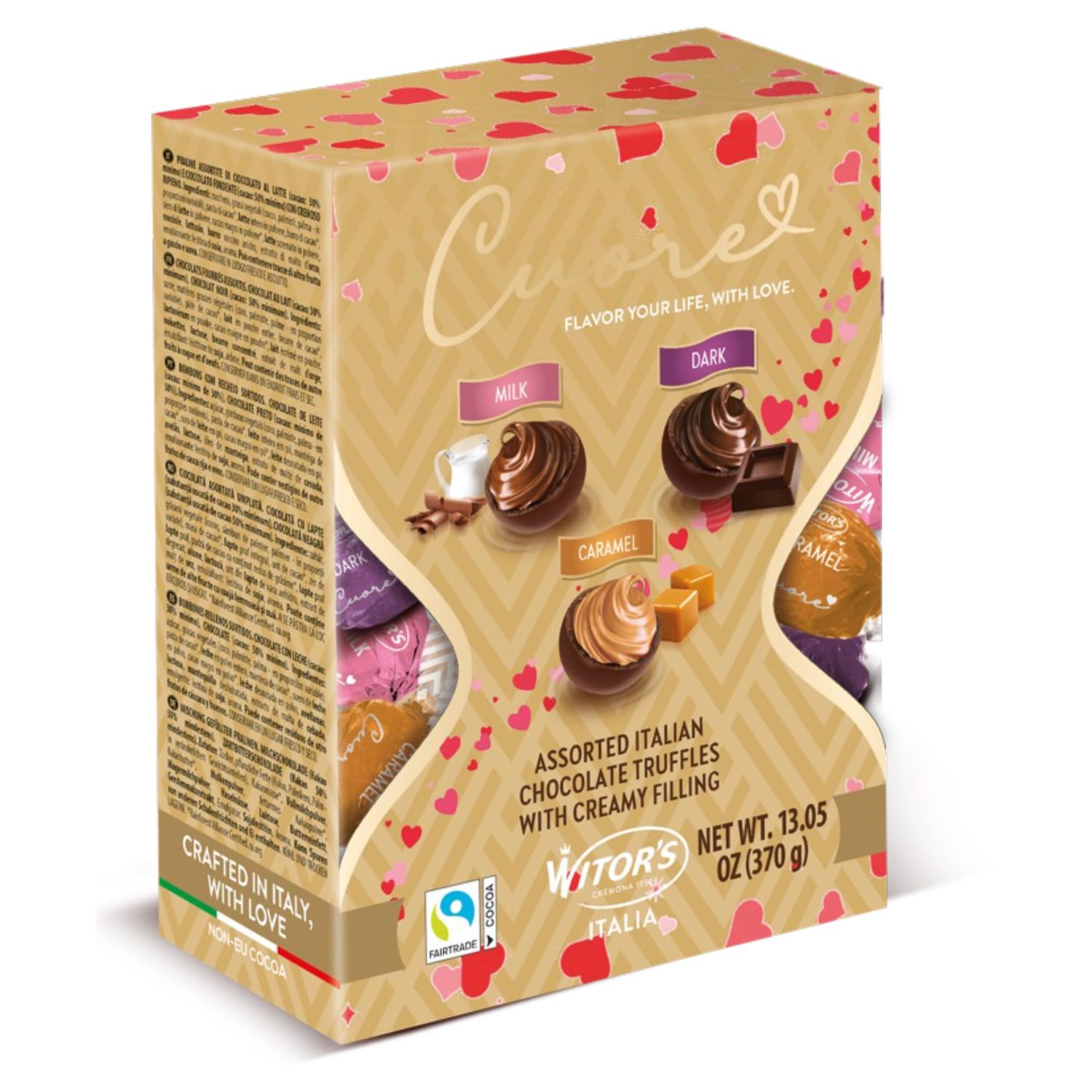 Witor&#39;s Chocolate Boxes, Cuore Chocolate Truffles with Creamy Filling, Italian Truffles, Made in Italy, Perfect for Gifting (13.05 Ounce, Assorted Truffles Valentine s Day Box)