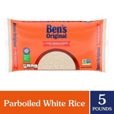 BEN'S ORIGINAL Enriched Long Grain White Rice, Parboiled Rice, 5 lb Bag