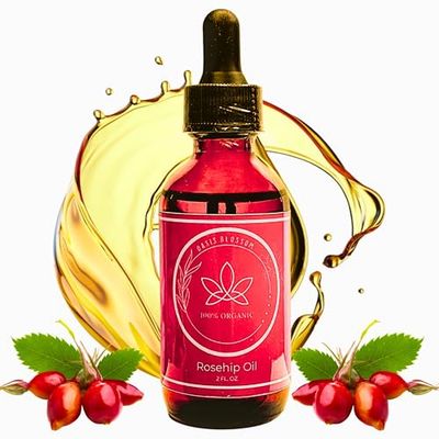 Oasis Blossom Rosehip Oil for Face, Skin Hair 100 Pure Certified USDA Organic Cold Pressed Unrefined Rosehip Oil Hydrating, Moisturizing, Nourishing, Anti-Aging 2 Fl Oz.