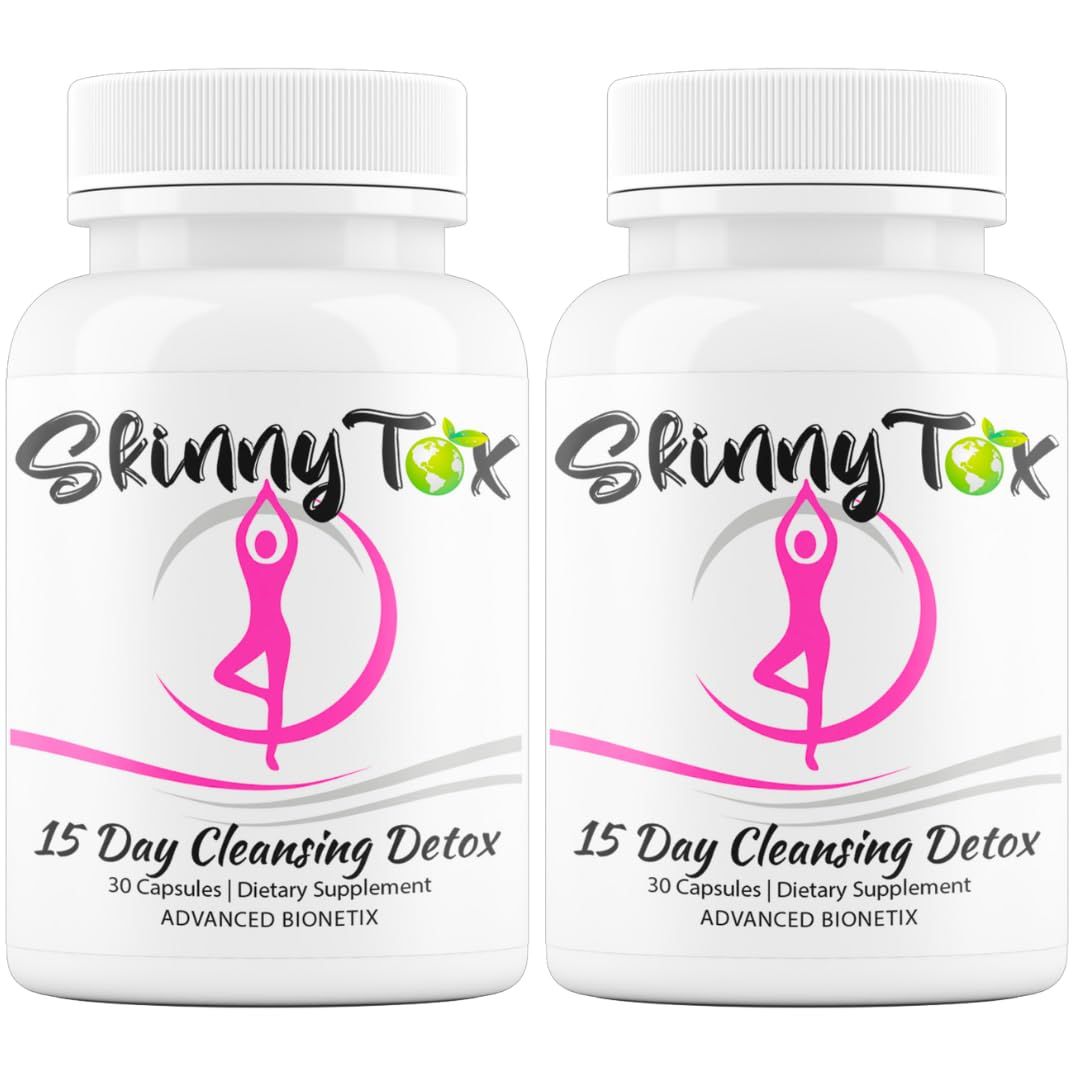 Advanced Bionetix Skinnytox 15 Day Colon Cleanse Detox - 2 Pack Savings, Supports Healthy Bowel Movements Flushes Toxins, Boosts Energy. All Natural Weight Management wProbiotics
