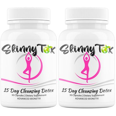 Advanced Bionetix Skinnytox 15 Day Colon Cleanse Detox - 2 Pack Savings, Supports Healthy Bowel Movements Flushes Toxins, Boosts Energy. All Natural Weight Management wProbiotics