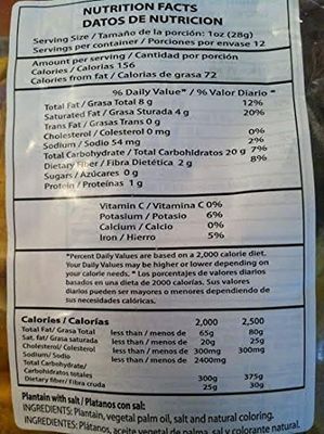 Mayte Plantain Chips Platanitos Real Plantain Strips Cooked In Palm Oil, Light Salted, 100 Natural 0g Trans Fat Big Bag of 12.35 oz