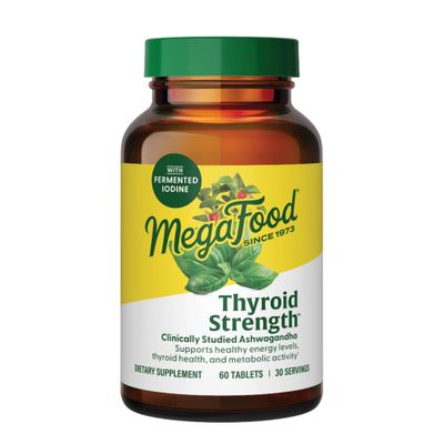 MegaFood Thyroid Strength - Mineral Supplement - Thyroid Support for Women with Ashwagandha, Zinc, Selenium, Copper, Iodine L-Tyrosine Herb Blend - Vegetarian - 60 Tabs (30 Servings)