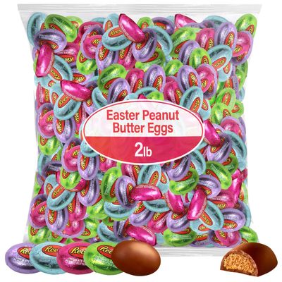 Reeces Easter Peanut Butter Eggs, Milk Chocolate, 2 LB Bulk Bag (Approx. 85 Pieces) - Ideal for Easter Baskets, Egg Hunts, Spring Celebrations, Pastel Candy Mix, and Seasonal Gifts