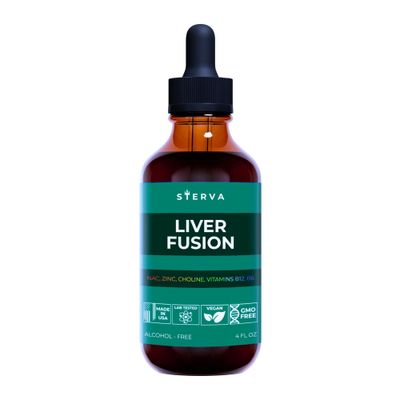 STERVA Liver Fusion Liquid Supplement - NAC, Choline, Zinc, Vitamins B12, B6 - Milk Thistle, Dandelion Tincture - Liver Detox and Repair - Silymarin Supplement - Drops - (4 Fl Oz)