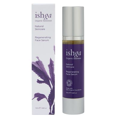 ishga Regenerating Face Serum Natural Organic Skincare Scottish Seaweed Fucus Serratus Seaweed Extract, Scottish Sea Water, Aloe Vera Vegan, Cruelty-Free 1.69fl oz (50ml)