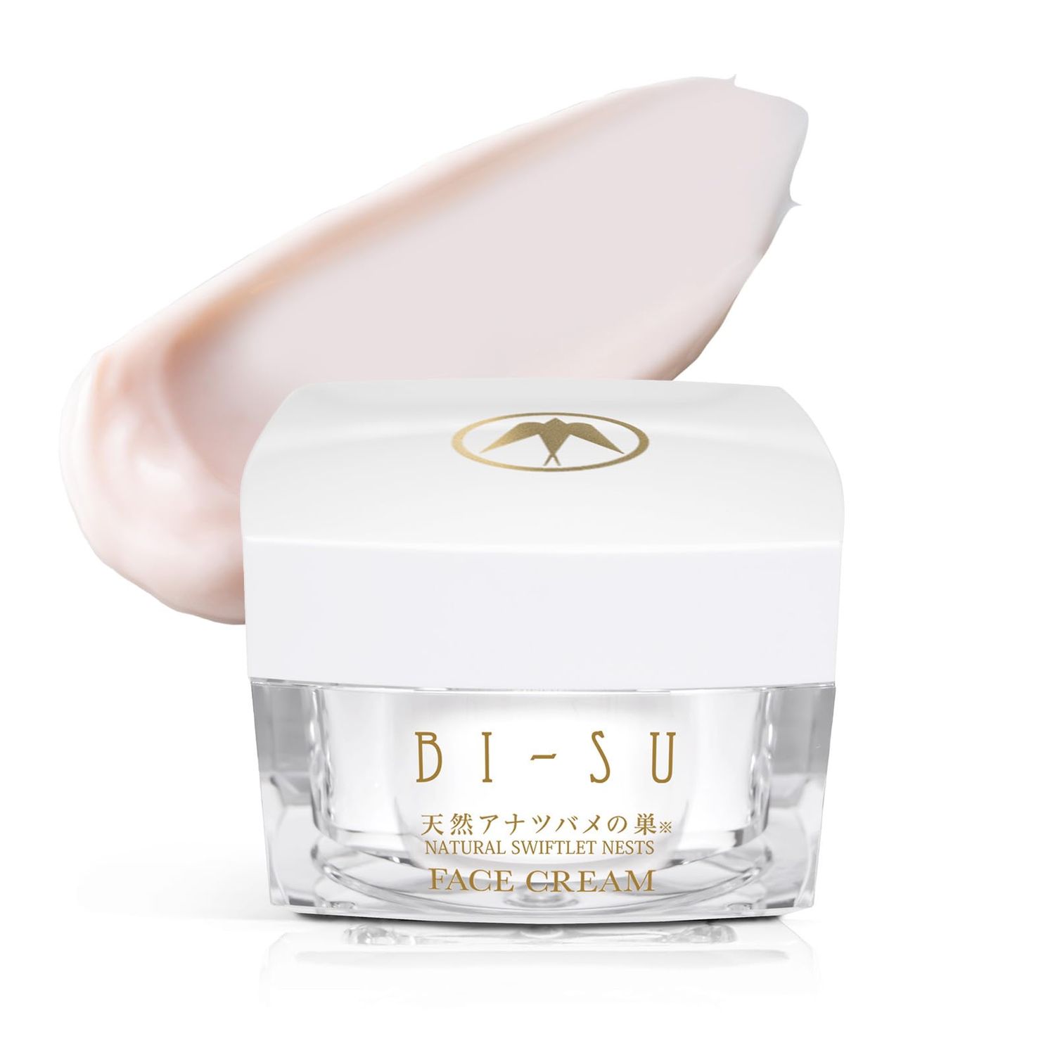 BI-SU Face Cream Moisturizer with Natural Swiftlet Nests Extract, Glycerin, Hyaluronic Acid, Collagen, Anti-aging Japanese Skincare, Improves Wrinkles, Dark Spots, 1.41oz, 40g, Damask Rose Scent