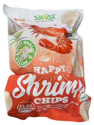 COSTCO Happy Chips With Garlic Butter 13.5 Shrimp Family Size, 16 Oz