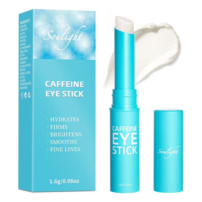Soulight Caffeine Eye Stick, Anti-Aging Eye Balm, Advanced Revitalizing Eye Cream for Wrinkles, Dark Circles, Puffiness Bags Under Eyes- Retinol Eye Cream Moisturizes, Softens Nourish Skin