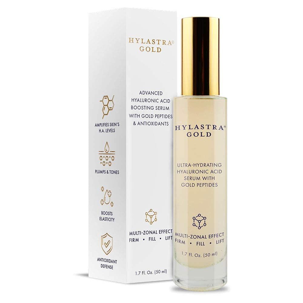 Purity Products Hylastra Gold - Hyaluronic Acid Serum with Gold Peptides and Vitamin A, E, CoQ10-1.7 oz