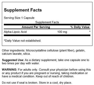 Swanson Alpha Lipoic Acid - Natural Supplement Supporting Healthy Blood Pressure Levels Already Within a Normal Range - Promotes Carbohydrate Metabolism - (120 Capsules, 100mg Each) (3 Pack)
