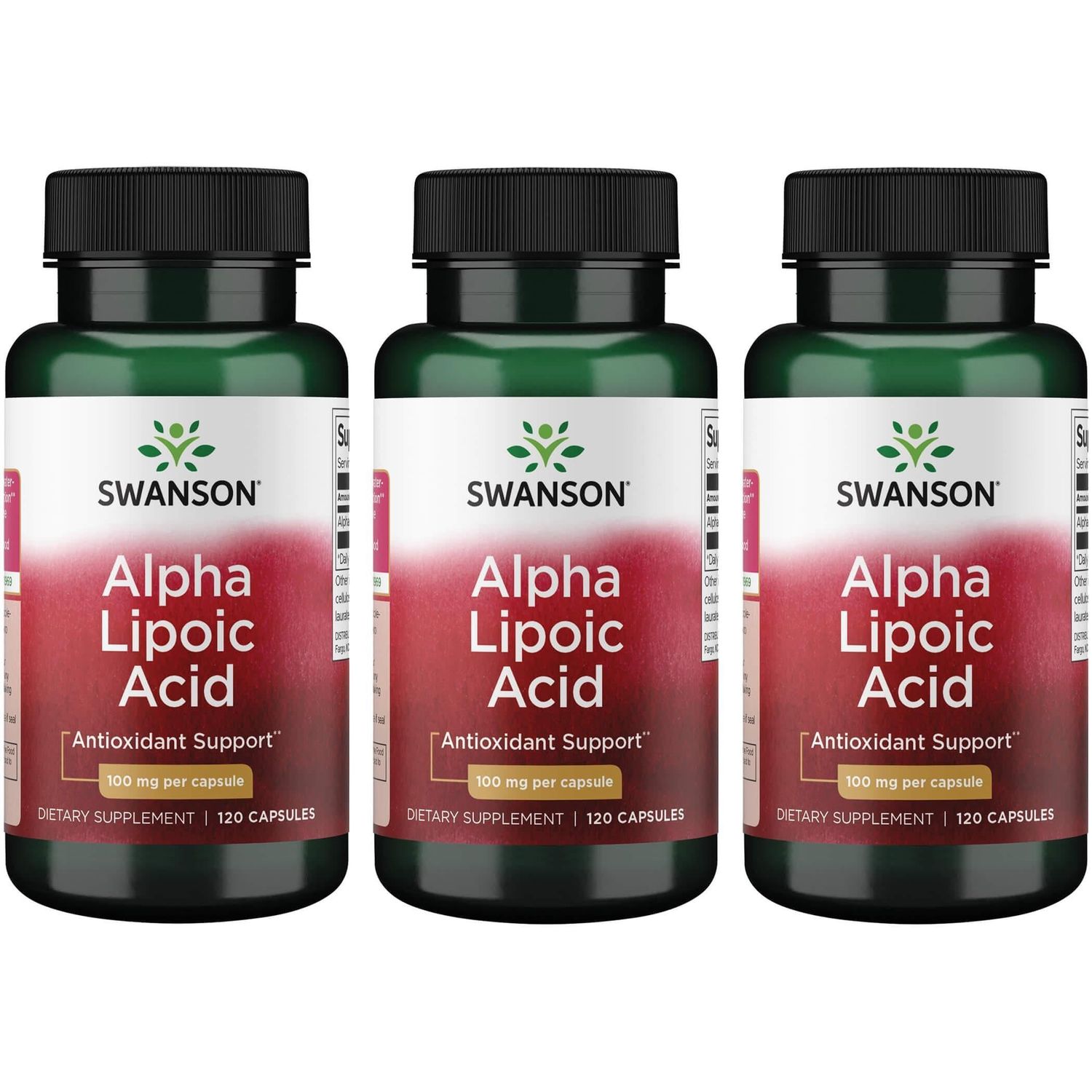 Swanson Alpha Lipoic Acid - Natural Supplement Supporting Healthy Blood Pressure Levels Already Within a Normal Range - Promotes Carbohydrate Metabolism - (120 Capsules, 100mg Each) (3 Pack)