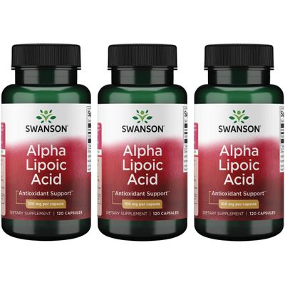 Swanson Alpha Lipoic Acid - Natural Supplement Supporting Healthy Blood Pressure Levels Already Within a Normal Range - Promotes Carbohydrate Metabolism - (120 Capsules, 100mg Each) (3 Pack)