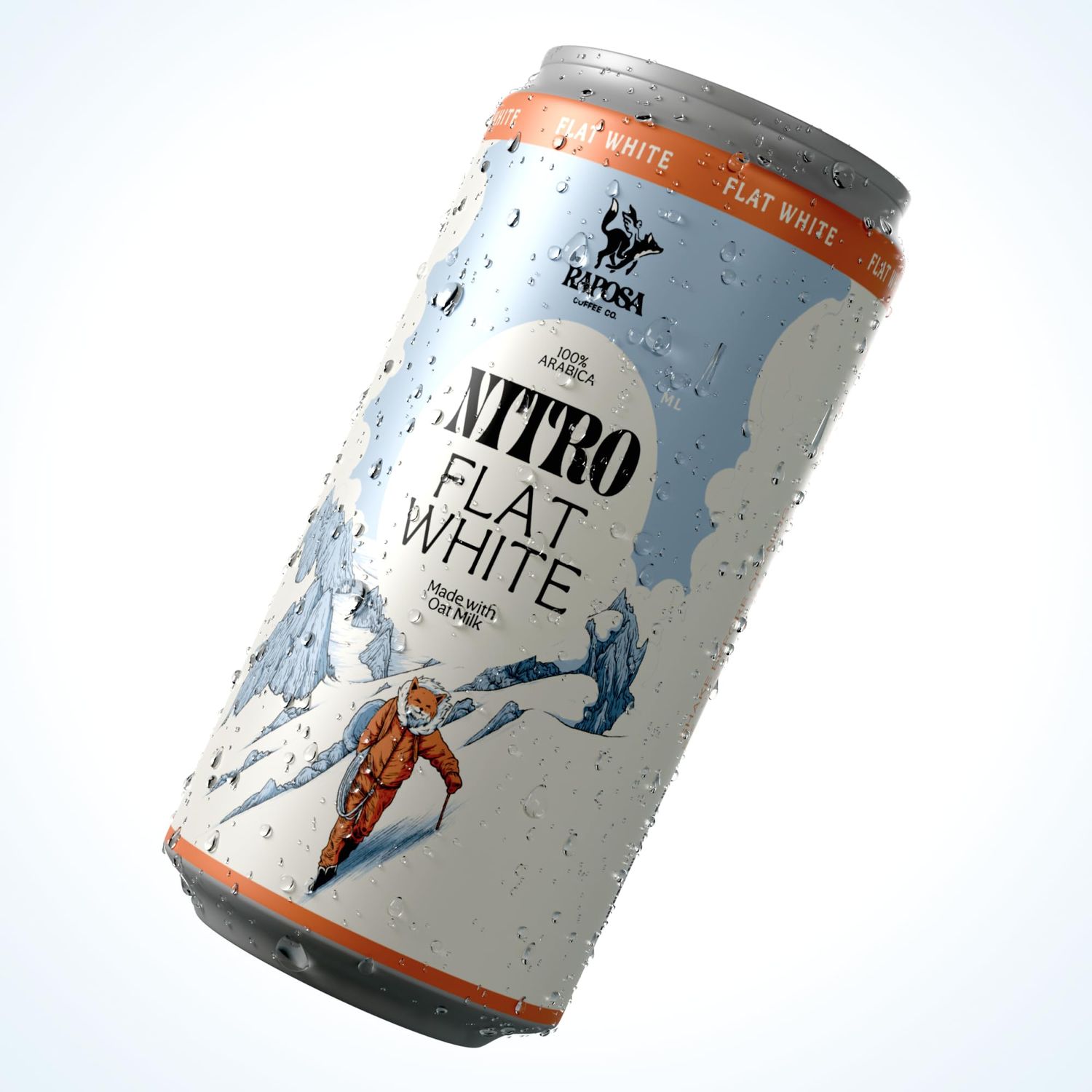 Raposa Nitro Cold Brew Ready to Drink Coffee 250ml - 8.45oz - Made with Oat Milk- Dairy Free - Vegan Cold Brew Ready to Drink, Non GMO, No Artificial Anything - 150mg Caffeine (Flat White)