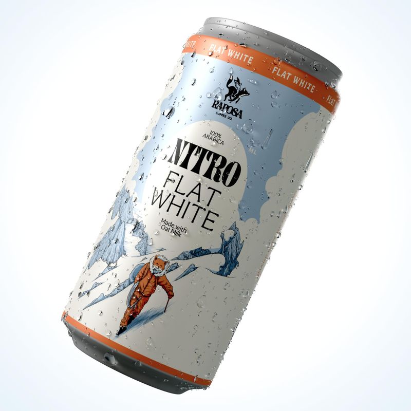 Raposa Nitro Cold Brew Ready to Drink Coffee 250ml - 8.45oz - Made with Oat Milk- Dairy Free - Vegan Cold Brew Ready to Drink, Non GMO, No Artificial Anything - 150mg Caffeine (Flat White)