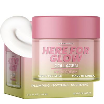 Sunday Essence Collagen Night Cream - Dermatologist Tested, Korean Skin Care, Anti-Aging - Hydrating Moisturizer, Retains Moisture - Vegan, Non- GMO, Clean Beauty, 95 Natural - 1 Pack