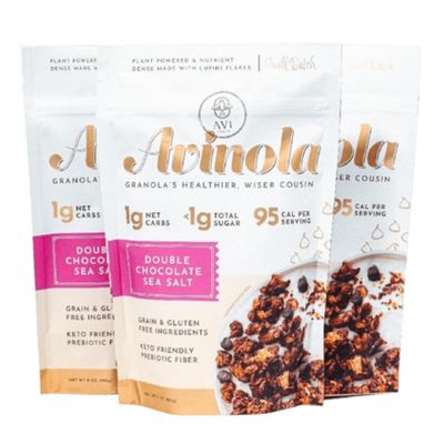 Superfood Granola- Grain-Free, Keto, No Sugar Added - No oats, Superfood Snack made from lupini beans with Berry Flavors, Gluten-Free (3-Pack, Chocolate)
