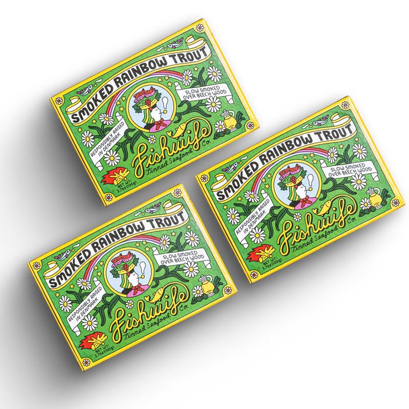 Fishwife Smoked Rainbow Trout 3-Pack (3.7 Ounce) ASC-Certified Sustainable Seafood, High Protein, Gluten Free Handpacked in BPA-NI Tins