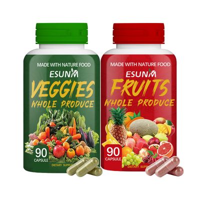 ESUNM Fruits and Veggies Supplement - 90 Fruit and 90 Veggie Capsules - Supports Energy Levels, High Lycopene, Vitamins Minerals -Made in The USA - 90 Count (Pack of 2)