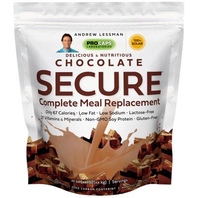 ANDREW LESSMAN Secure Soy Complete Meal Replacement - Chocolate 100 Servings - Only 67 Calories, 7g Non-GMO Soy Protein, Vitamins and Minerals, Low-Fat, Nutritious and Delicious, Mixes Instantly