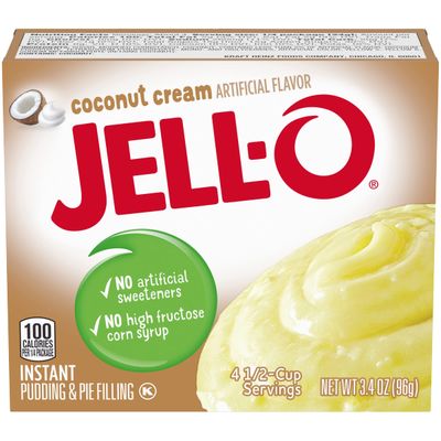 Jell-O Instant Pudding Pie Filling, Coconut Cream, 3.4-Ounce Boxes (Pack of 4)