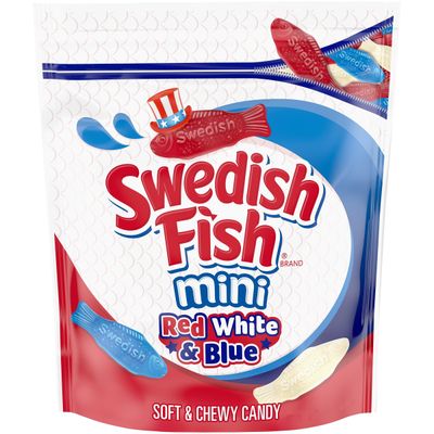 SWEDISH FISH Mini Red, White Blue Soft Chewy Candy, 1.8 lb