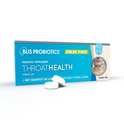 BLIS ThroatHealth Oral Probiotics Value Pack, 2.5 Billion Cfu, Throat Immunity Support and Oral Health for Adults and Kids, Sugar-Free Lozenges, Vanilla Flavored, 60 Supply