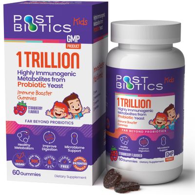 NAVEH PHARMA Postbiotics Kids Strawberry Gummies. Children s Postbiotics, Ages 4, 1 Trillion metabolites 200X Ingredients Than Probiotic Or Prebiotic. Gut Health, Immunity, Digestion Microbiome