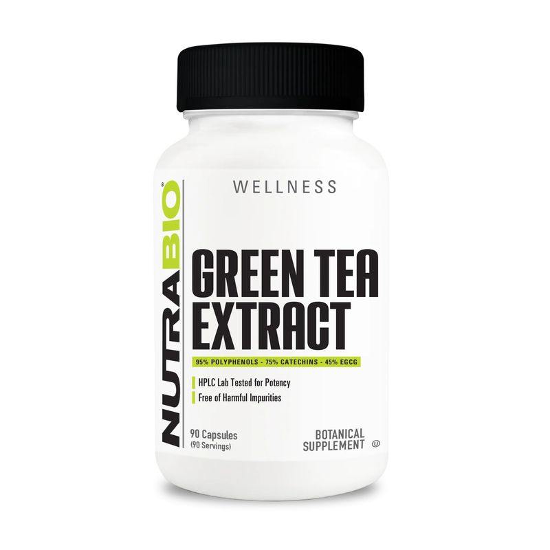 NutraBio Green Tea Extract, Adds Antioxidant Benefits and Helps Overall Health and Well-Being, 500mg - 90 Capsules