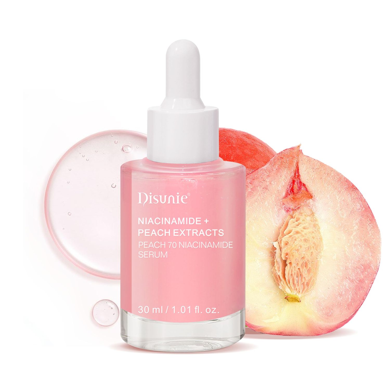 Peach 70 Niacinamide Serum, Peach Fruit Extract Serum Vitamins C and E, Enhances Skin Eadiance, Deeply Hydrates, Repairs and Soothes, and Provides Natural Soothing Protection