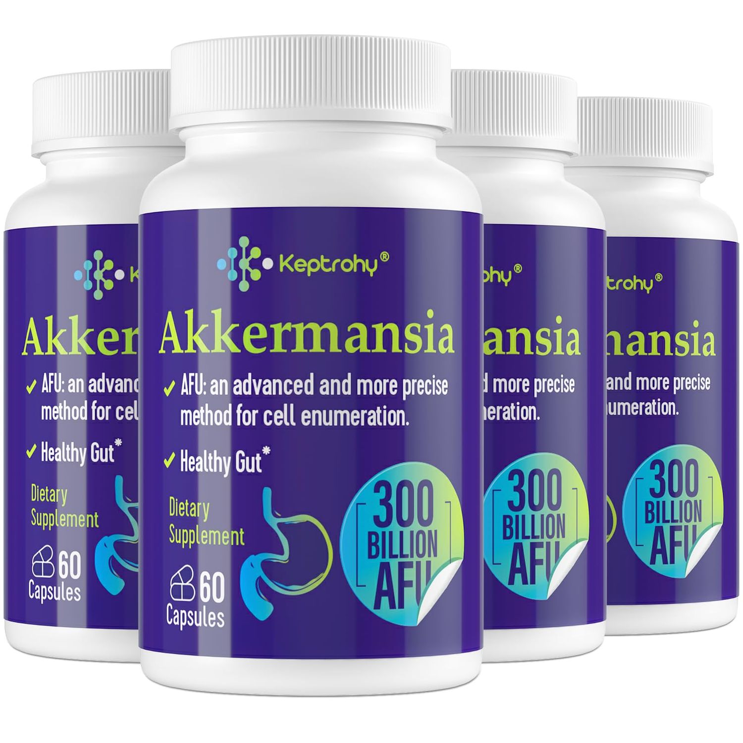GLP-1 Supplement - 300 Billion AFU Akkermansia Probiotic for Women Men, Akkermansia Muciniphila for GLP-1 Production, Digestive, Gut, Immune Health, Enhances Gut Digestive Lining function, 240 Count