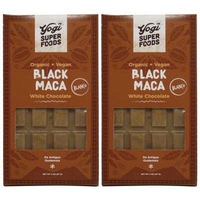 Yogi Super Foods Vegan White Chocolate with Maca, Healthy Organic for Energy Boost made from Raw Cacao Butter, Gluten Free Oats, Sweetened with Panela Sugar, Macadamia Nuts, Pumpkin Seeds - 2 Pack