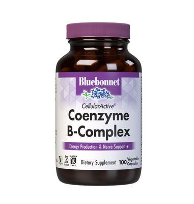 Bluebonnet Nutrition Cellular Active Coenzyme B-Complex, Energy Production Nerve Support, Vegan, Kosher Certified, Gluten-Free, Soy-Free, Dairy-Free, 100 Vegetable Capsules, 100 Servings