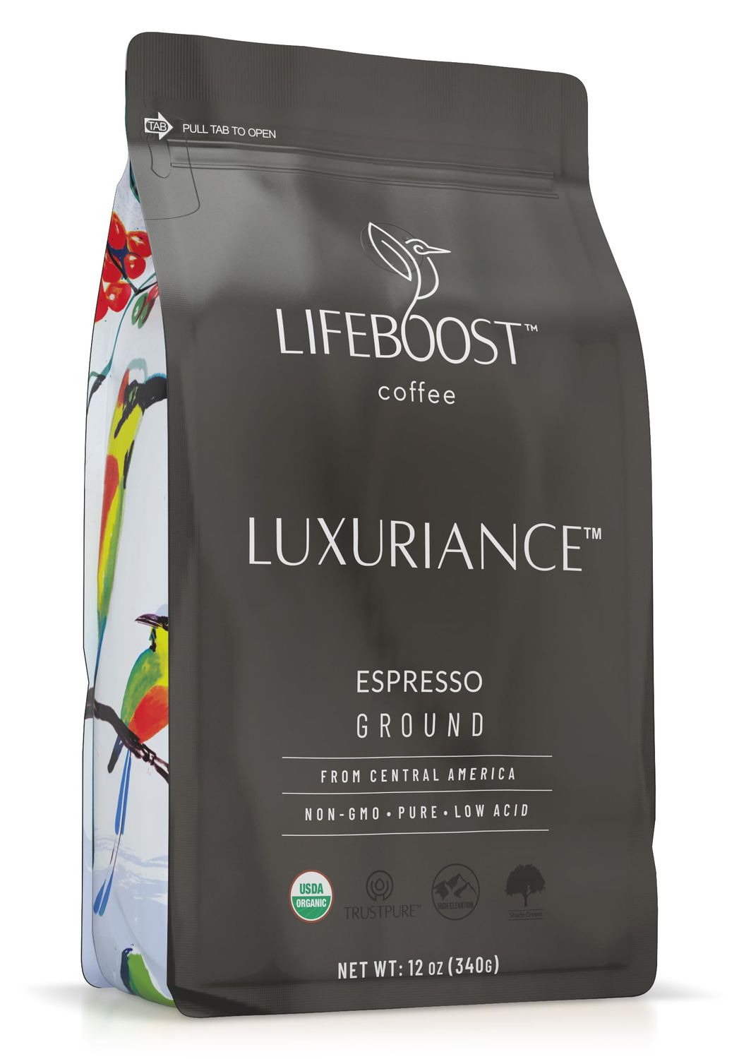 Lifeboost Espresso Ground Coffee - Non-GMO Low Acid Single Origin USDA Organic Espresso Coffee - Third Party Tested For Mycotoxins Pesticides (Espresso Ground, 12oz, Pack of 1)