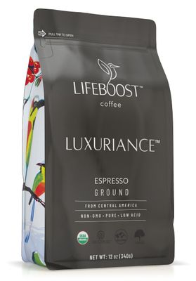Lifeboost Espresso Ground Coffee - Non-GMO Low Acid Single Origin USDA Organic Espresso Coffee - Third Party Tested For Mycotoxins Pesticides (Espresso Ground, 12oz, Pack of 1)