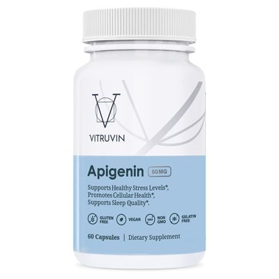 Vitruvin Sport Recovery (Apigenin 2 x 50mg, COQ10 200mg, Resveratrol 500mg) Vegan, Non-GMO, Gluten-Free, Gelatin-Free.