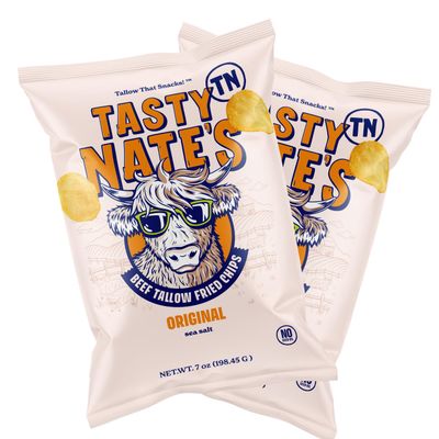 Tasty Nate s Potato Chips - Original Sea Salt, Fried in 100 Beef Tallow, Seed Oil Free, 7oz Bag - Pack of 2