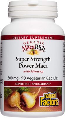 MacaRich by Natural Factors, Super Strength Power Maca, Superfruit Antioxidant Supplement with Ginseng, 90 capsules (90 servings)