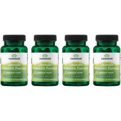 Swanson Ultimate Probiotic Formula Digestive Health Immune System Support 66 Billion CFU Prebiotic NutraFlora scFOS 30 DRcaps Veggie Capsules (Caps) (4 Pack)