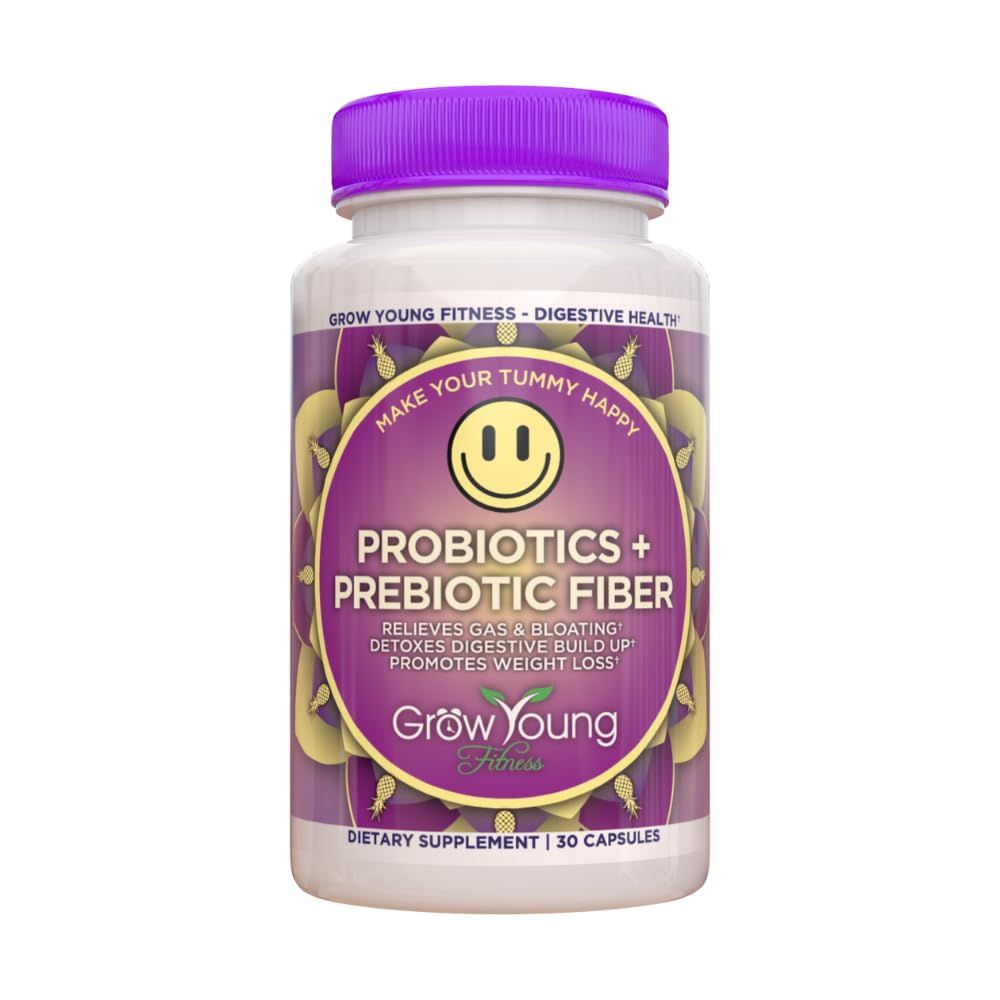 Grow Young Fitness Daily Probiotic Prebiotic Fiber Supplement, Supports Digestive Health (1 Pack, 30 Servings)